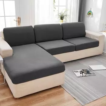 Сплошной цвет, чехлы на диванные подушки для гостиной, эластичный чехол для дивана, угловой чехол для дивана, чехол для стула, 1/2/3/4 сиденья Normal Size (S)-1pc темно-синий