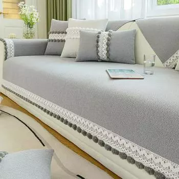 Сплошной цвет, чехол для дивана, синель, кисточка, шар, чехол для дивана для гостиной, современные защитные чехлы для дивана, мягкий утолщенный диванный коврик, декор 70x70cm 1pcs