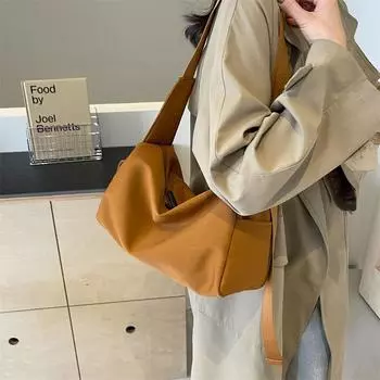 Сплошной цвет Холщовая сумка Женская простая сумка через плечо Сумка через плечо большой емкости бежевый