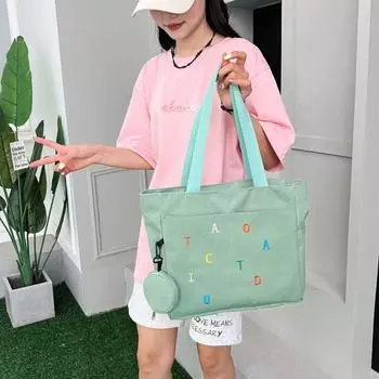 Сплошной цвет холст сумочка письмо сумка новая пляжная сумка для студентов