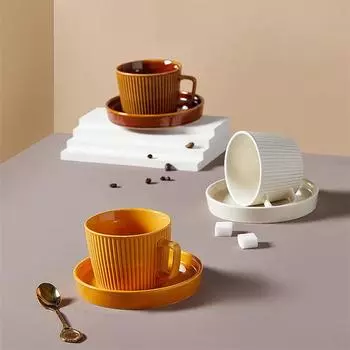 Сплошной цвет, кофейная чашка в скандинавском стиле, набор из двух предметов, полосатая керамическая чашка, чашка для воды, цветочная чашка для чая, чашка для молока