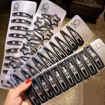 Сплошной цвет корейский головной убор Макияж Заколки для волос Набор заколок для волос Черные заколки Челка Зажим H-4.6cm