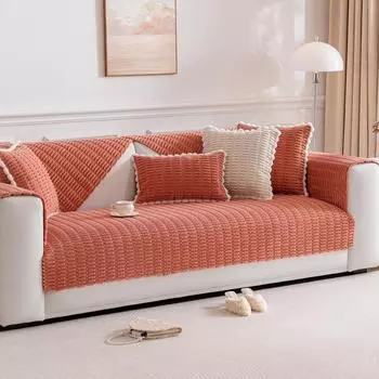 Сплошной цвет, красный вельветовый диван, подушка, новый четырехсезонный универсальный простой чехол для дивана, ткань, полотенце, подушка 70x70