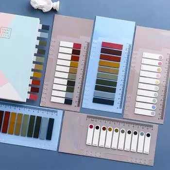 Сплошной цвет липкие этикетки для заметок с индексом для книг, маркер для страниц, бумажная закладка, разрываемые водонепроницаемые стационарные наклейки