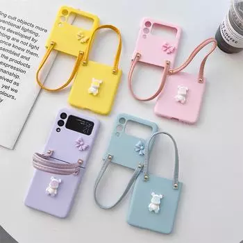 Сплошной цвет, милый чехол для телефона с астронавтом для Samsung Galaxy Z Flip 4 3 2 1, твердый переплет, модные чехлы с застежкой на руку для Z Flip3 5g For-Z Flip4