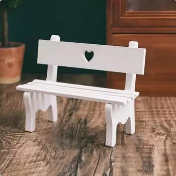 Сплошной цвет Мини Деревянные стулья Украшения DIY Миниатюрные диваны Стулья Милый кукольный домик Любовь Стулья Детские игрушки L белый