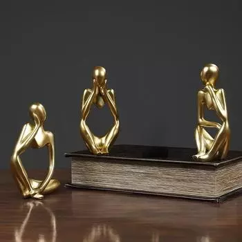 Сплошной цвет Мыслитель Абстрактные статуи Креативные скульптуры Фигурки из смолы Поделки Гостиная Домашний декор Украшения для стола