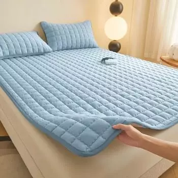 Сплошной цвет наматрасники складной чехол для кровати для дома отель сплошной цвет наматрасник протектор нескользящий дышащий коврик для постельного белья 90x200cm
