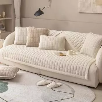 Сплошной цвет Нескользящий чехол для дивана для гостиной, утепленный мягкий диван-подушка, полотенце, универсальные угловые подушки для дивана, мебельный декор 70x70cm 1pc A