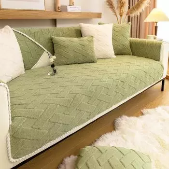Сплошной цвет, нескользящий чехол для дивана, утолщенный плюшевый диван, подушка, комбинированный диван-полотенце для мебели для гостиной, современный домашний декор 1pc 45x45 pillowcase