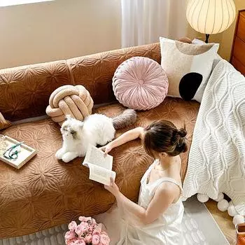 Сплошной цвет, осенние и зимние плюшевые диванные подушки, тяжелая промышленность, стеганая вышивка для гостиной, французский ретро чехол для дивана, подушка для сиденья 70*70cm