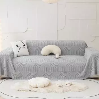 Сплошной цвет плюшевый чехол для дивана с аркой, полотенце, зимнее теплое одеяло для дивана, полотенце, не царапающееся, универсальный чехол для дивана, ткань 180*130