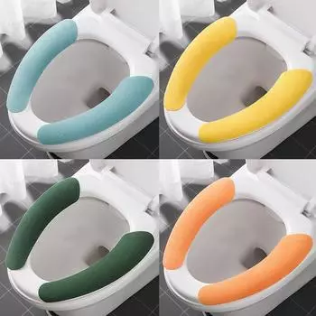 Сплошной цвет Подушка для сиденья Крышка для унитаза Липкая подушка для сиденья Моющийся чехол для унитаза жёлтый