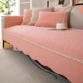 Сплошной цвет, приятный для кожи чехол на диван с волнистыми краями, чехол для подушки, хлопковый универсальный чехол для гостиной, защита мебели 70x70cm 1pcs