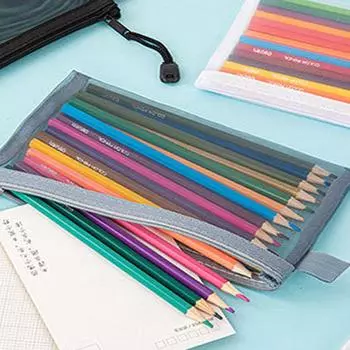 Сплошной цвет, прозрачная канцелярская сумка, нейлоновая сетка, косметическая сумка для хранения, аксессуары для хранения серый