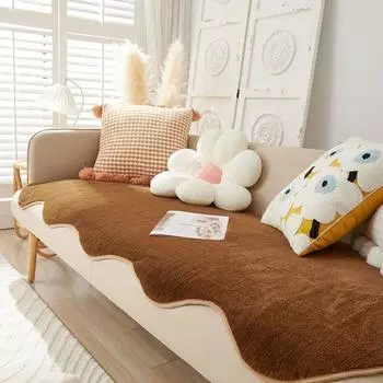 Сплошной цвет, роскошные плюшевые чехлы для диванов, зимние мягкие плюшевые стеганые диванные полотенца, утепленные противоскользящие чехлы для диванов для гостиной 80x90cm 1pc