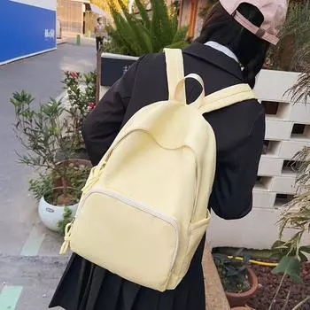 Сплошной цвет рюкзак молодежный открытый студенческий школьный женский рюкзак большой емкости серый