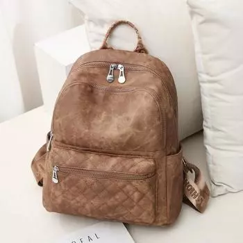 Сплошной цвет рюкзак Женская уличная дорожная сумка Студенческая школьная сумка серый