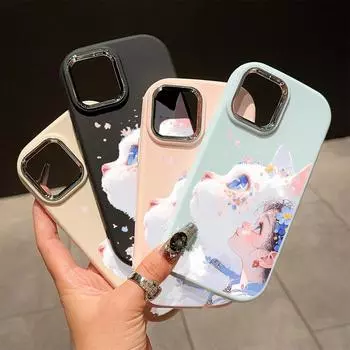 Сплошной цвет с серебряным краем линзы, жирный корпус, Мягкий ТПУ, жидкий силиконовый чехол, противоударный чехол для телефона для Xiaomi Redmi Samsung Redmi A2+ белый