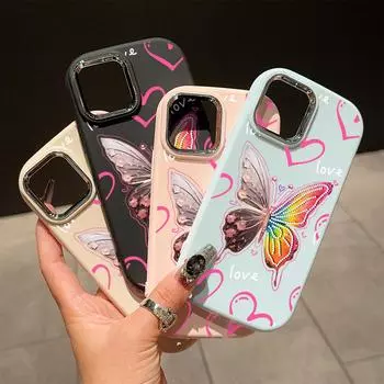 Сплошной цвет с серебряным краем линзы, жирный корпус, Мягкий ТПУ, жидкий силиконовый чехол, противоударный чехол для телефона для Xiaomi Redmi Samsung Samsung A15 розовый