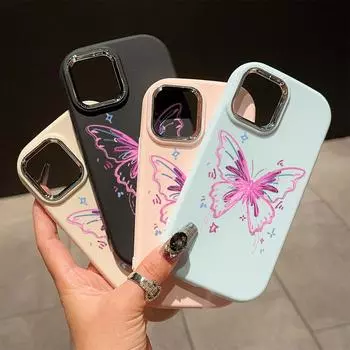 Сплошной цвет с серебряным краем линзы, жирный корпус, Мягкий ТПУ, жидкий силиконовый чехол, противоударный чехол для телефона для Xiaomi Redmi Samsung Xiaomi 12 чёрный