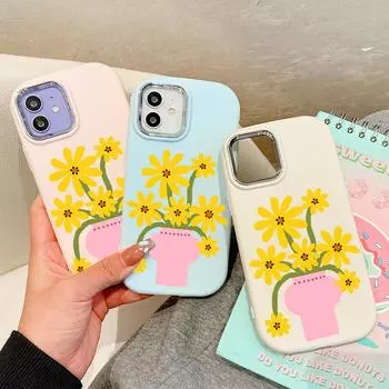 Сплошной цвет с серебряным краем линзы, жирный корпус, мягкий жидкий силиконовый чехол из ТПУ, противоударный чехол для телефона для Huawei Honor iPhone Infinix Tecno Vivo iPhone 12 розовый