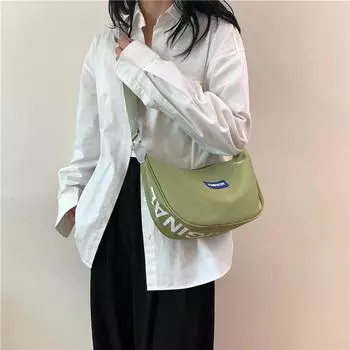 Сплошной цвет с широким плечевым ремнем и буквенным ремнем, женская сумка через плечо, сумка через плечо зелёный