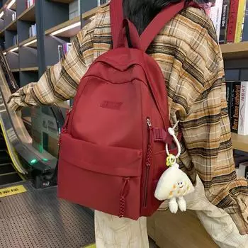 Сплошной цвет школьной сумки для девочек, школьный рюкзак большой емкости для старшеклассников чёрный