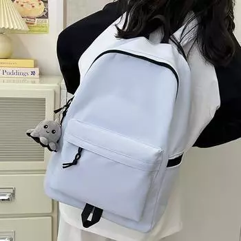 Сплошной цвет школьной сумки в студенческом стиле, рюкзак для женщин и мужчин, легкий водонепроницаемый рюкзак чёрный