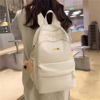 Сплошной цвет школьный рюкзак для студенток и пар, мужской рюкзак большой емкости чёрный