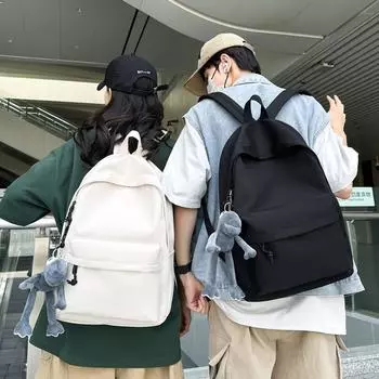 Сплошной цвет, студенческая школьная сумка, женский легкий рюкзак большой вместимости, мужской рюкзак для путешествий на короткие расстояния, компьютерный рюкзак чёрный