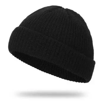 Сплошной цвет, теплая вязаная шапка без полей, мужские шапки, зима-осень, хип-хоп, тюбетейка, уличная мужская шапочка, унисекс, дынная кепка, женская и мужская