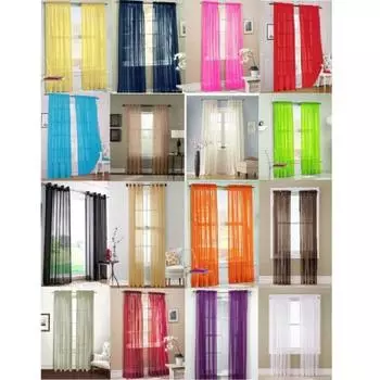 Сплошной цвет Тюль Вуаль Дверь Окно Свадьба Удобная занавеска Драпировка Панель жёлтый