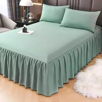 Сплошной цвет юбки для кровати, чехол для односпальной кровати, оптовая продажа, нескользящий наматрасник, 1,2 м/1,5 м/1,8 м/2 м (Без наволочки) 1PC 120x200cm skirt