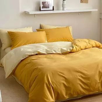 Сплошной цвет в скандинавском стиле, комплект из четырех предметов из чистого хлопка, простыня из хлопка, пододеяльник, простой комплект из трех предметов, пододеяльник 0.9m bed sheet 3pcs