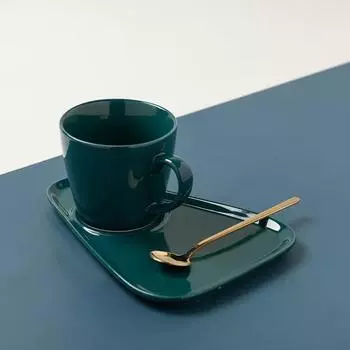 Сплошной цвет в скандинавском стиле, позолоченная кофейная чашка, керамическая чашка для воды, кружка, чашка для завтрака, чашка для молока, послеобеденный чай, кофейная чашка, тарелка, набор из двух предметов