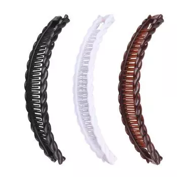 Сплошной цвет, винтажная заколка для волос «банан» для женщин и девочек, волнистая расческа, заколка для волос, инструмент для прически, модные практичные аксессуары для волос кофейный