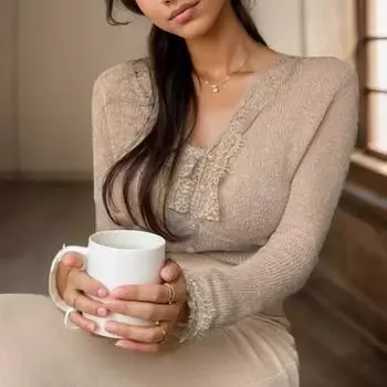 Сплошной цвет, вязаные топы с длинными рукавами, женский шерстяной свитер, корейские сексуальные кружевные кардиганы с v-образным вырезом и пуговицами, осенняя облегающая одежда 29888 One Size орион