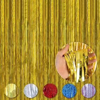 Сплошной цвет занавеска 1 м * 2 м дверной подвесной декор Совершенно новый золотой