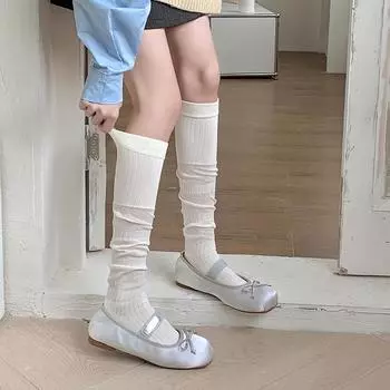 Сплошной цвет женские чулки корейский стиль длинные носки чулки сексуальное женское белье балетный стиль милые гольфы для девочек женские чулки