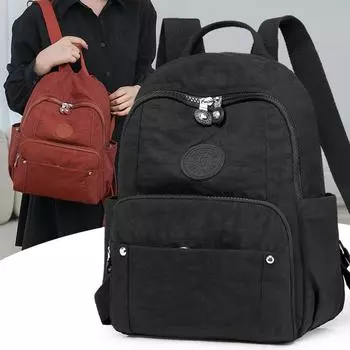 Сплошной цвет женский рюкзак дорожная сумка студенческая школьная нейлоновая сумка чёрный