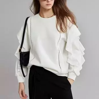 Сплошной цвет, женский свободный пуловер в стиле пэчворк, топ S белый