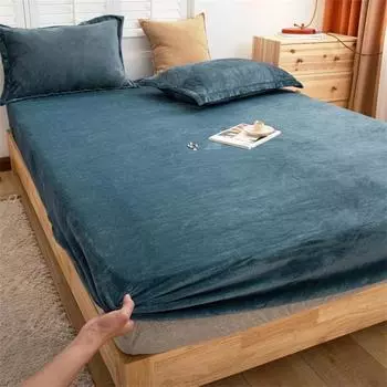 Сплошной цвет, зимние теплые мягкие простыни на подкладке, пылезащитный чехол, фланелевый универсальный наматрасник, кашемировая утолщенная простыня 120x200cm High 25cm