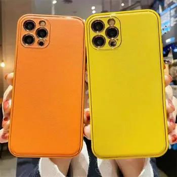 Сплошной цветной чехол для телефона с кожаным покрытием для Iphone 11 12 Pro Max Xs Max X Xr, защита объектива, противоударная мягкая задняя крышка For iPhone 12Pro Max