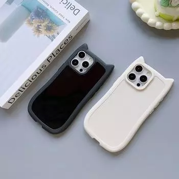 Сплошной цветной чехол для телефона с рисунком кота для iPhone 15 Pro Max 14 Plus 13 12 Pro 11, милый матовый противоударный прозрачный мягкий защитный чехол из ТПУ iPhone 15 чёрный