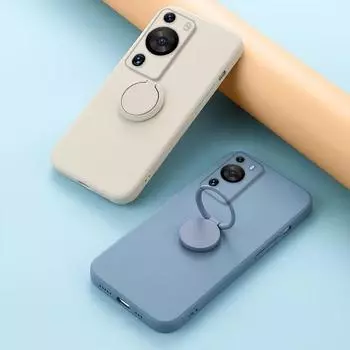 Сплошной цветной мягкий силиконовый чехол для телефона Huawei P60 Pro P50 P40 P30 P20 Lite с кольцом-подставкой и держателем для объектива камеры, защита задней панели For Huawei P20 зелёный