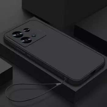 Однотонный ударопрочный силиконовый чехол для телефона Xiaomi 13T 12T Poco X7 F6 X6 Pro X5 X3 F3 Redmi 13C Note 14 13 Pro 12 11 10 тонкий мягкий чехол-ремешок из ТПУ Xiaomi Poco X6 чёрный