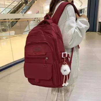 Сплошной цветной рюкзак для младших школьников, старшеклассников, большой вместительный дорожный рюкзак синий