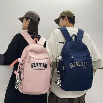 Сплошной цветной рюкзак, мужской рюкзак с буквенным принтом, большой вместительный студенческий школьный рюкзак, женский рюкзак белый