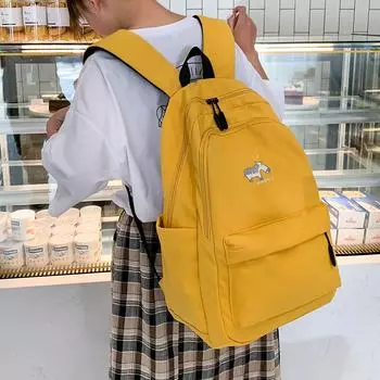 Сплошной цветной рюкзак, женский большой вместительный дорожный холщовый рюкзак, школьный рюкзак для студентов кампуса чёрный